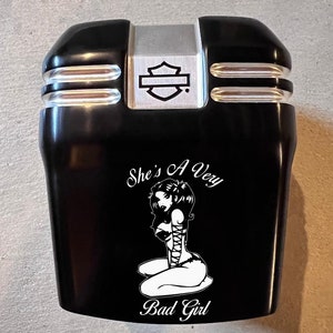 Harley custom horn cover She&#39;s A Very Bad Girl Design