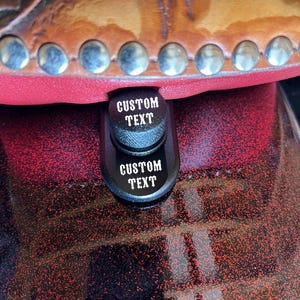 Custom Harley Seat Tab Insert and Bolt: Personalized Design cannot laser color