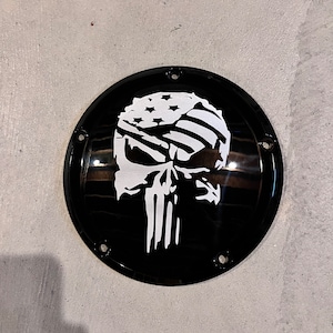 Harley custom derby cover Punisher Flag design