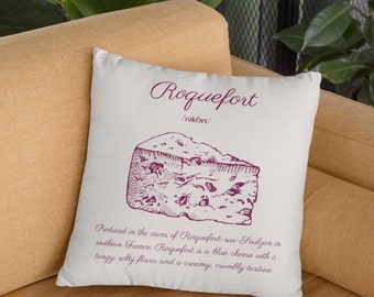 French Accent Throw Pillow, Elegant Cheese Collection, Roquefort