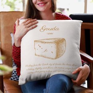 Decorative Throw Pillow, Elegant Cheese Collection Gouda zdjęcie 1