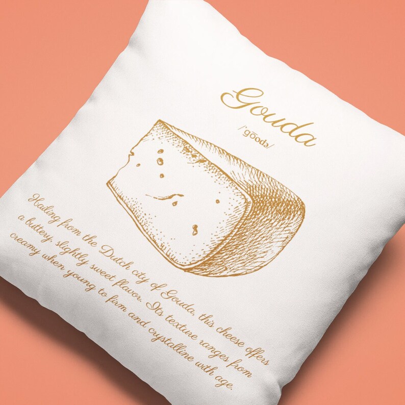 Decorative Throw Pillow, Elegant Cheese Collection Gouda zdjęcie 5