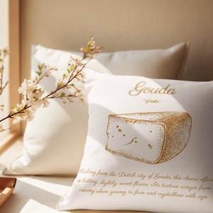 Decorative Throw Pillow, Elegant Cheese Collection Gouda zdjęcie 7