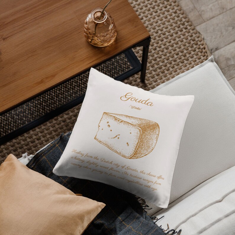 Decorative Throw Pillow, Elegant Cheese Collection Gouda zdjęcie 3