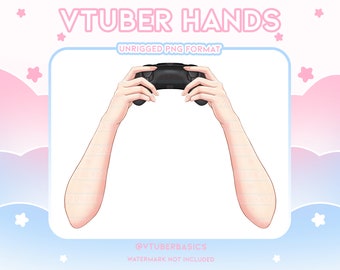 Gaming Controllers - Black - Pink - White - Vtuber |  Twitch | Youtube | Prop | Asset | Hand | 2D | PNG | Gaming