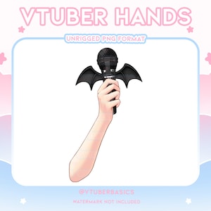 Wings-microfoon - zwart - roze - wit - blauw - rood | Vtuber |  Twitch | Youtube | Steun | Item | Hand | 2D | PNG | Succubus | Demon | Vleermuis