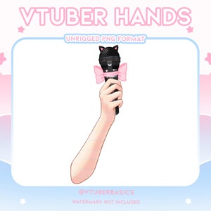 Kitty Microphone - Black - Pink - White - Blue - Red | Vtuber |  Twitch | Youtube | Prop | Asset | Hand | 2D | PNG | Gaming | Karaoke