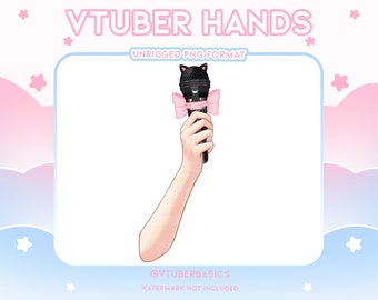 Kitty Microphone - Black - Pink - White - Blue - Red | Vtuber |  Twitch | Youtube | Prop | Asset | Hand | 2D | PNG | Gaming | Karaoke