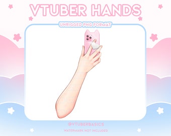 Pink Kitty Phone  - Vtuber |  Twitch | Youtube | Prop | Asset | Hands | Phone | 2D | PNG | Kitty | Cat | Heart | Kawaii | Cute