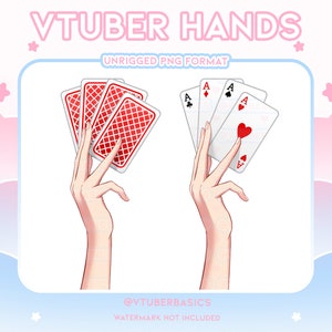 Karty do gry | Vtuber | Twitch | Youtube | Rekwizyt | Aktywa | Ręce | 2D | PNG | Hazard | Poker | Odcienie skóry | Czerwony | Czarny