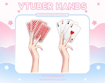 Naipes / Vtuber / Twitch / Youtube / Prop / Activo / Manos / 2D / PNG / Apuestas / Póker / Skintones / Rojo / Negro