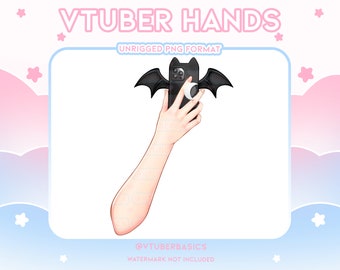 Black Bat Phone  - Vtuber |  Twitch | Youtube | Prop | Asset | Hands | Phone | 2D | PNG | Demon | Bat | Moon | Kawaii | Cute | Black | Goth