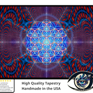 Sacred Geometry Wall Hanging, Merkaba, Vector Equilibrium, Flower of Life Wall Art, Spiritual, Visionary, Meditation, Ceremony Art Tapestry