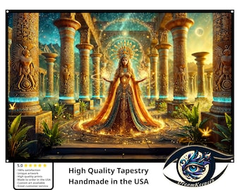 Egyptian Goddess Tapestry, Temple Art, Meditation Decor