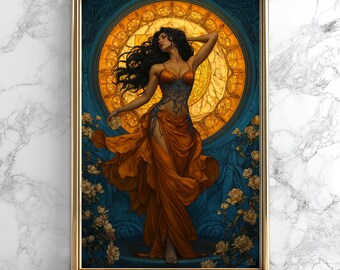 Aphrodite Goddess Poster, Greek Love and Beauty Goddess Aphrodite Print, Greek Mythology Print, Feminine Divine Artwork, Vintage Art Nouveau