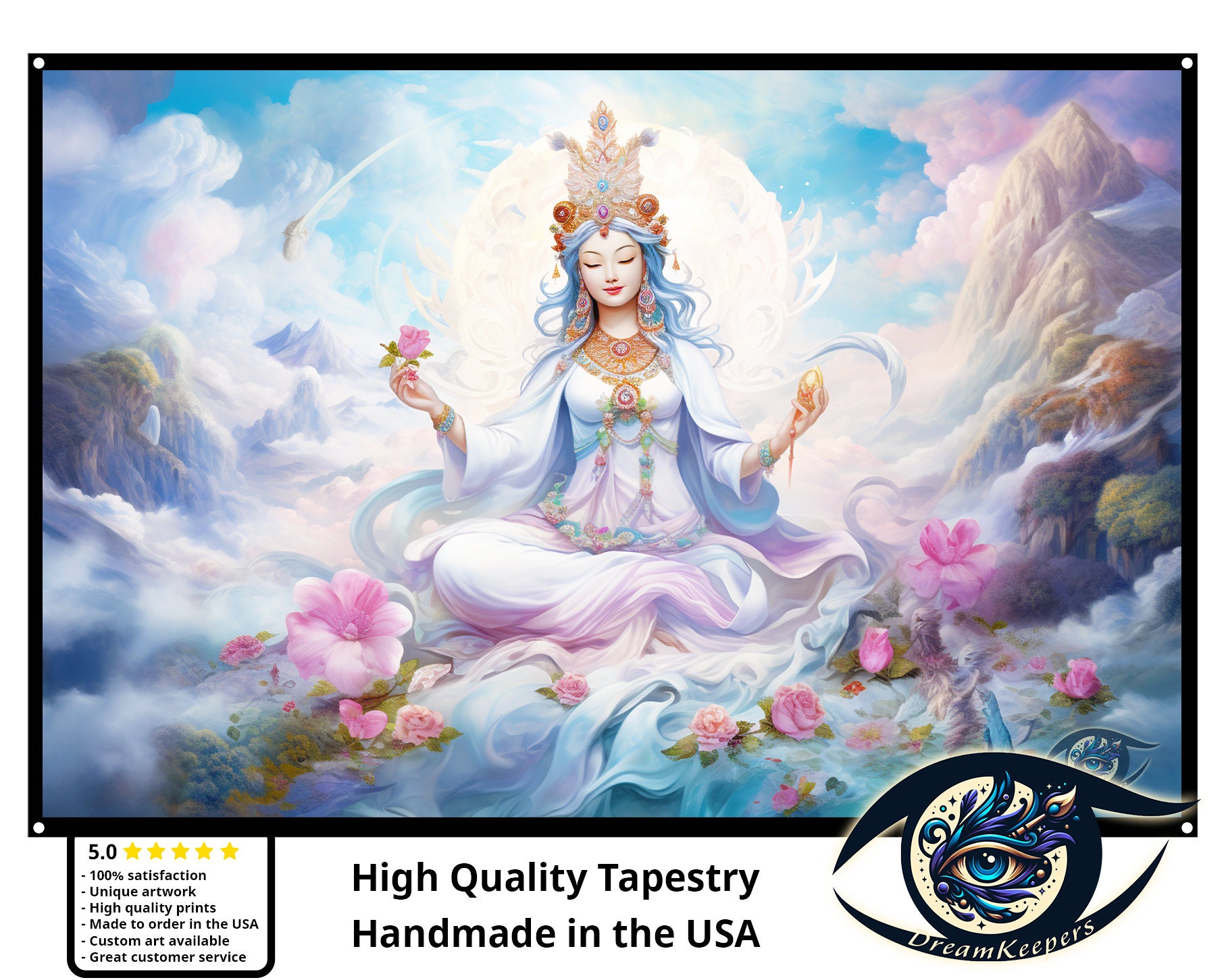White Tara Goddess Tapestry Zen Wall Art Spiritual Tapestry High Quality Wall hanging Meditation Room Spa Yoga Studio Ceremony Deco Etsy Canada