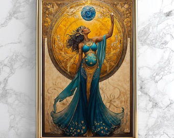 Gaia Goddess Poster, Mother Earth Print, Greek Goddess Gaia Wall Decor, Mythology Inspired Wall Art, Feminine Divine Artwork, Art Nouveau