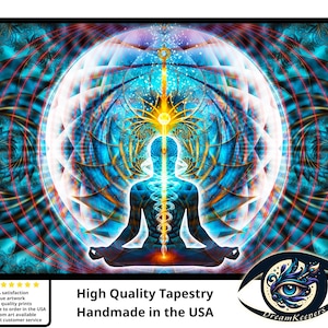 Kundalini Activation Tapestry, Light Body Wall Art, High Quality Wall Hanging Spiritual, Visionary, Shamanic Meditation, Ceremony, Yoga Room