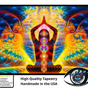 Chakras Activation Tapestry, Chakra Healing Wall Art, High Quality Wall-Hanging, Spiritual, Visionary, Shamanic, Meditation, Ceremony Art