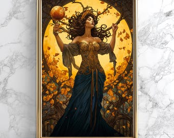 Persephone onderwereld godin poster, Griekse godin Persephone wanddecoratie, Griekse mythologie kunst, donkere vrouwelijke kunst, donkere academische wereld, hekserij