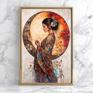 Amaterasu Poster, Japanese Sun Goddess Art, Divine Feminine Wall Decor, Shinto Mythology, Spiritual Light Artwork, Moon Goddess Poster