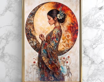 Amaterasu Poster: Japanese Sun Goddess Art, Shinto Mythology