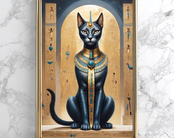 Bastet Goddess Painting, Ancient Egypt Cat Art Poster