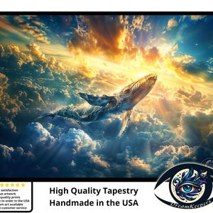 Cosmic Whale Flying Tapestry, Shamanic Art Wall-Hanging