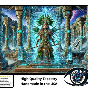 Mayan Inca Goddess Temple Tapestry, High Quality Wall-Hanging, Wall Art, Home Decor, Spiritual Art Visionary Art, Shaman Art, Meditation art