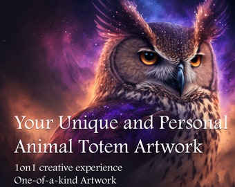 Your Unique Animal Totem Custom Artwork, Connect with Your Animal Spirit Guide with a One-of-a-Kind Animal Totem Artwork made just for you