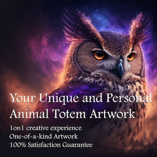 Your Unique Animal Totem Custom Artwork, Connect with Your Animal Spirit Guide with a One-of-a-Kind Animal Totem Artwork made just for you