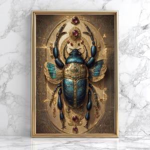 Egyptian Beetle Scarab Poster, Ancient Egypt Deities Art, Sacred Egyptian Scarab, Spiritual Egypt Wall Art, Beetle Sun God Ra