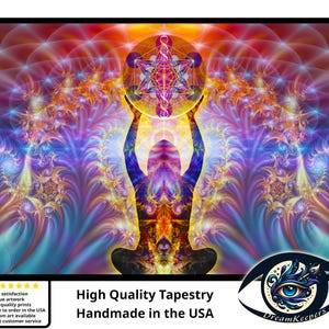 Sacred Geometry Activation Tapestry, Alchemy Wall Art, High Quality Wall-Hanging, Spiritual, Visionary,  Meditation, Ceremony, Yoga Art