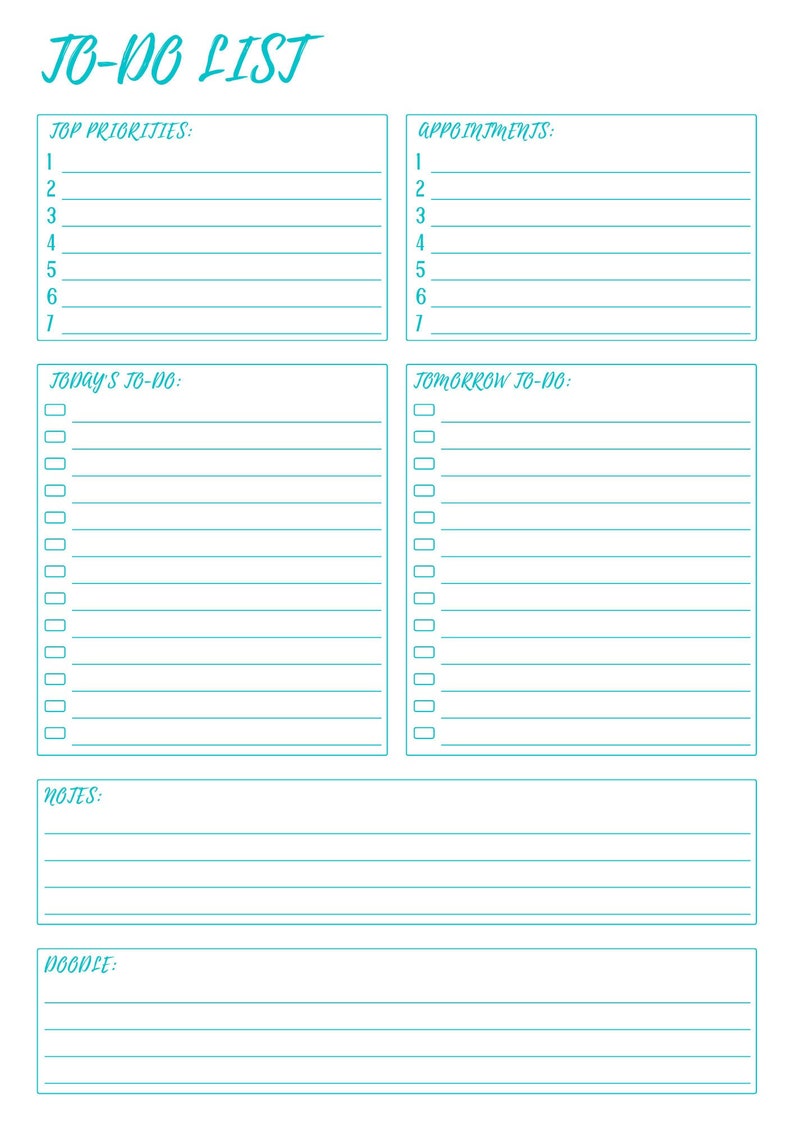 To Do Notes.pdf To Do List L Printable PDF L Instant Download Active - Etsy