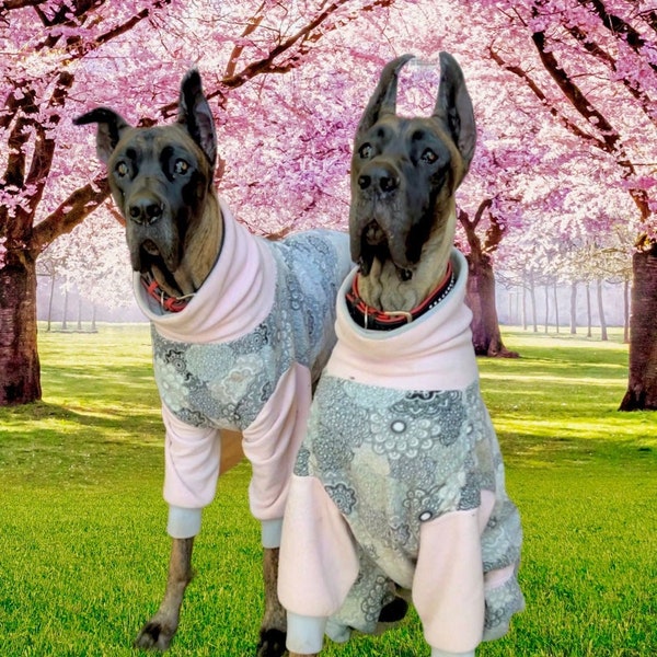 Great Dane/Big Dog Fleece Pajama. Cold Weather Dog PJ. Dog Jumpsuit. Grey Mandalla