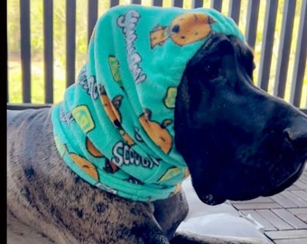 Scooby-Doo Snood for dogs, Great Dane/Big dog snood, Warm, cozy custom sized fleece snood, winter dog neck & ear warmer / gater