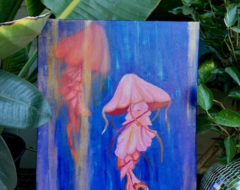 Original Pink Jellyfish Oil Painting | Expressive Ocean Wall Art