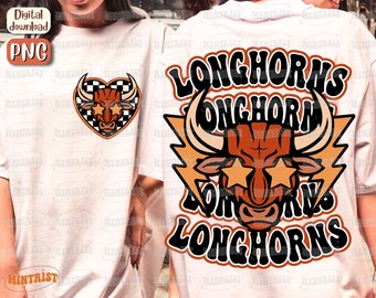 Longhorns Mascot Png, Longhorns Png, Mascot Png, Longhorn Football Png, School Team, School Pride, Sports, Sublimation, Files for cricut