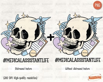 Arzthelferin Life Skeleton PNG, digitaler Download, Skeleton Sublimation, Sublimate, Schädel, Skelettliebhaber, Sommer, gruselig, Goth
