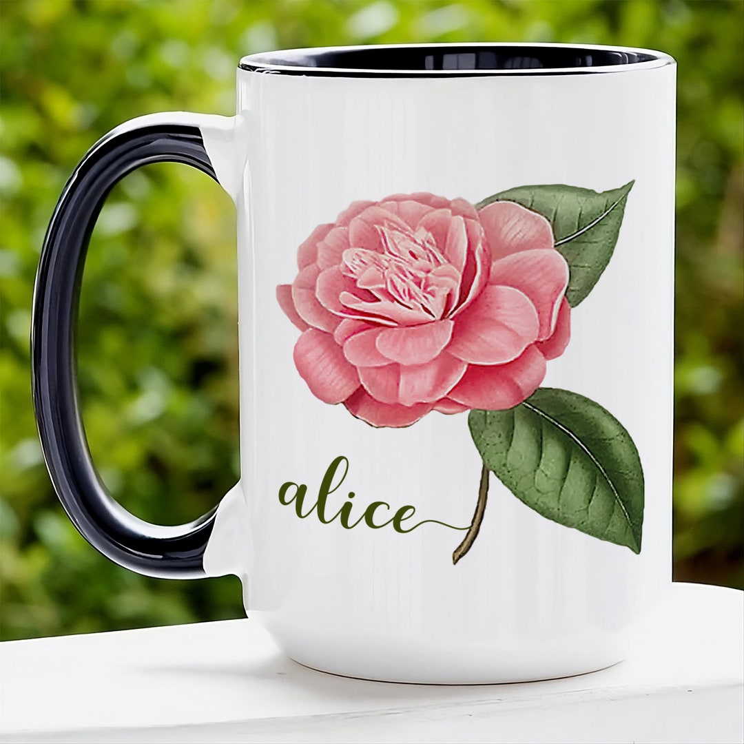 Personalized Carnation Mug, Custom Birth Flower Gifts, Floral Coffee