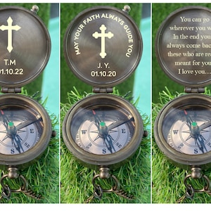 Baptism Compass, First Holy Communion Compass, Engraved Compass for Baptized, Christening Boy Gift, Gift for Grandson, Mormon Baptism Gifts