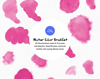 Pinceles de acuarela realistas para Procreate: kit de pintura digital de 24 piezas (descarga digital)