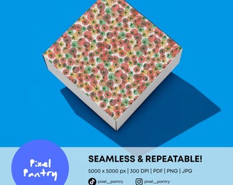 Seamless Tomato Pattern | Watercolour Produce Repeat | Cherry Tomato Food Print | Digital Surface Design File
