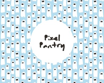 Papel digital de Halloween con patrón sin costuras de fantasmas (6000 px, 300 DPI)