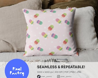 Popsicle Pattern Seamless Digital Download, Summer Ice Cream Background (PDF PNG JPG)