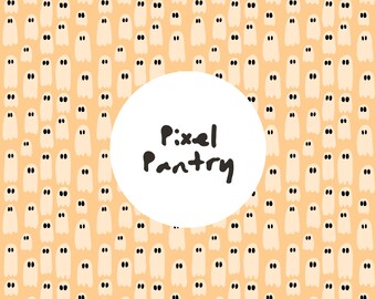 Papel digital con patrón fantasma sin costuras / Halloween espeluznante (6000 px, JPEG, PNG, PDF)