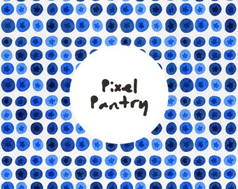 Patrón de arándanos sin costuras / Repetición de frutas en acuarela / Papel digital de comida azul / Archivo de diseño de superficie de verano