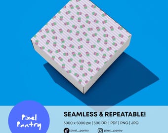 Purple Stripe Popsicle Pattern, Lavender Summer Ice Cream Seamless Digital Paper (5000px)