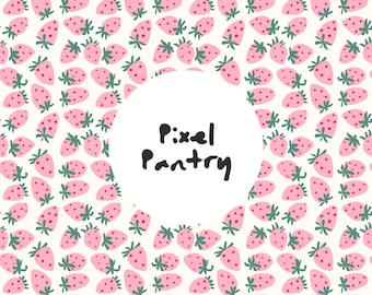 Patrón sin costuras de fresa rosa / Repetición de fruta (Descarga digital)