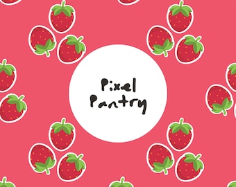 Diseño sin costuras de fresas / Papel digital con frutas dibujadas a mano (descarga digital)